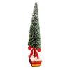 TREE MINI LEAVES 21.5″ GREEN W/ WOODEN BASE & RED BOW