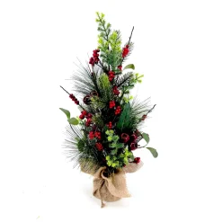 TREE NAT./ BERRY MIXED 24″ W/ RED BERRIES WITH PINE AND GREENERY