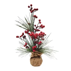 TREE NAT. NEEDLE PINE 16″ W/ PINE CONES & BURLAP BASE