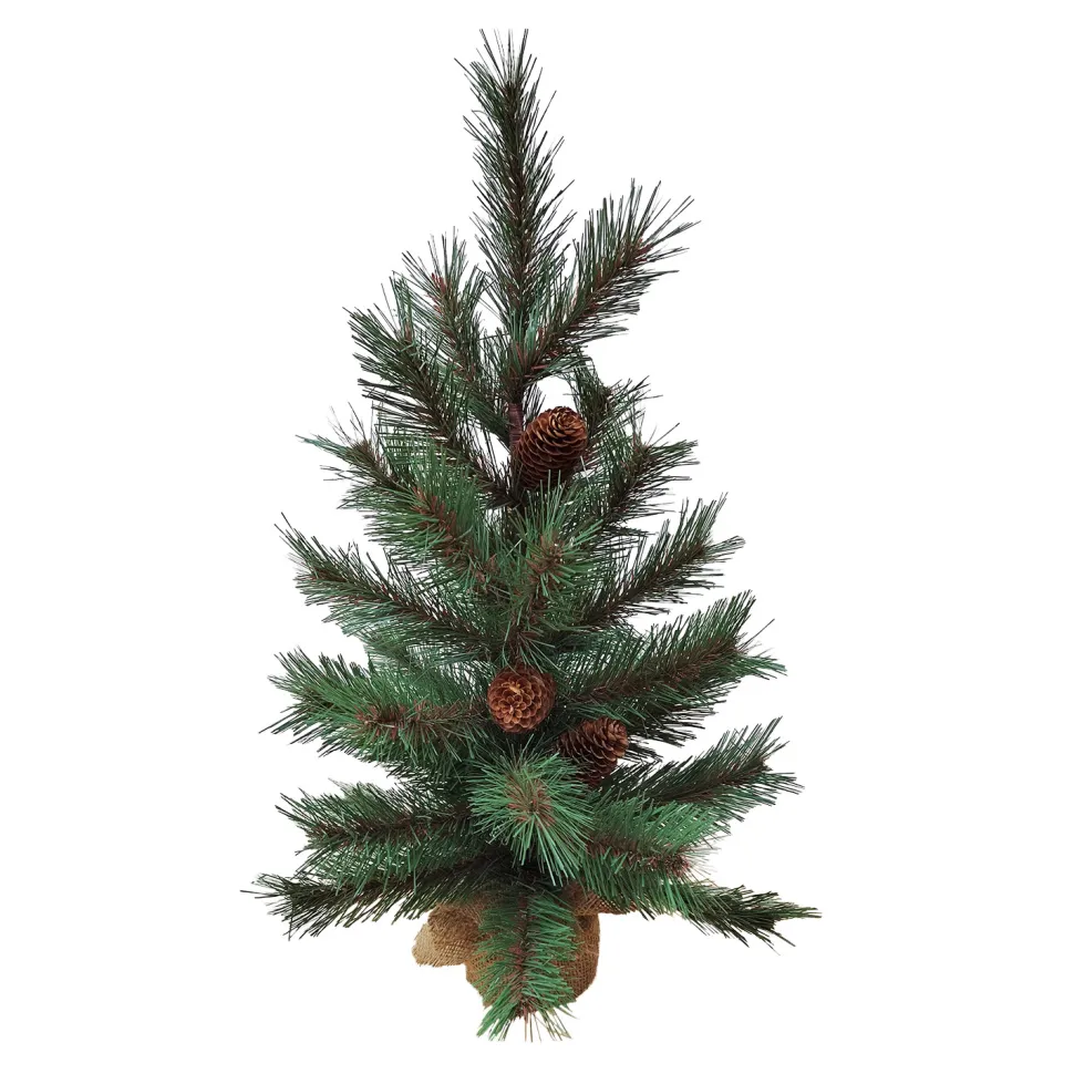 TREE NAT. NEEDLE PINE 24″ W/ PINE CONES & BURLAP BASE