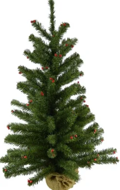 TREE NAT. PINE 36″ /121T CDN PINE W/RED BERRY W/ BURLAP BASE