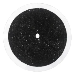 TREE SKIRT 48″ BLACK SEQUINS W/ FAUX FUR BORDER