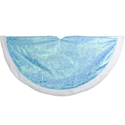 TREE SKIRT 48″ BLUE- ICE ORGANZA W/ FUR TRIM