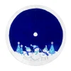TREE SKIRT 48″ BLUE/WHITE VELVET W/ FAUX FUR BORDER, METALLIC EMBROIDERY