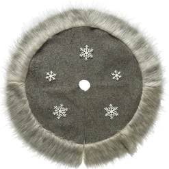 TREE SKIRT 39.5″ FAUX FUR BROWN W/ SNOWFLAKE