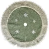 TREE SKIRT 39.5″ FAUX FUR GREEN W/ SNOWFLAKE