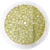TREE SKIRT 48″ GLOD GLITTER W/ WHT SNOWFLAKES AND FAUX FUR BORDER