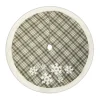 TREE SKIRT 48″ GRAY PLAID W/ SHERPA BORDER, EMBROIDERY, SNOWFLAKE DESIGN