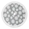 TREE SKIRT 48″ GRAY/WHITE SNOWFLAKES W/ SHERPA BORDER