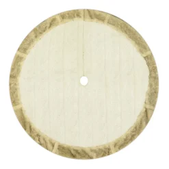 TREE SKIRT 48″ IVORY CABLE KNIT W/ FAUX FUR BORDER