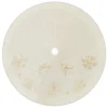 TREE SKIRT 48″ IVORY VELVET WITH FAUX FUR BORDER GOLD SNOWFLAKE SEQUINS & EMBROIDERY