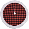 TREE SKIRT 20″ MINI RED/ BLACK CHECK W/ SHERPA BORDER