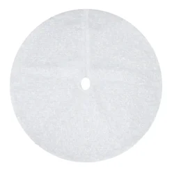 TREE SKIRT 20″ MINI WHITE IRIDESCENT CURLY FAUX FUR