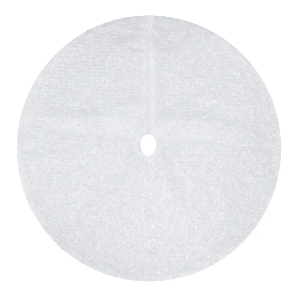 TREE SKIRT 20″ MINI WHITE IRIDESCENT CURLY FAUX FUR