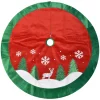 TREE SKIRT 48″ RED/ GREEN VELVET W/ METALLIC REINDEER AND TREE APPLIQUE