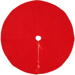 TREE SKIRT 42″ RED VELVET QUILTED