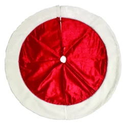 TREE SKIRT 46″ RED VELVET W/ FAUX FUR BORDER
