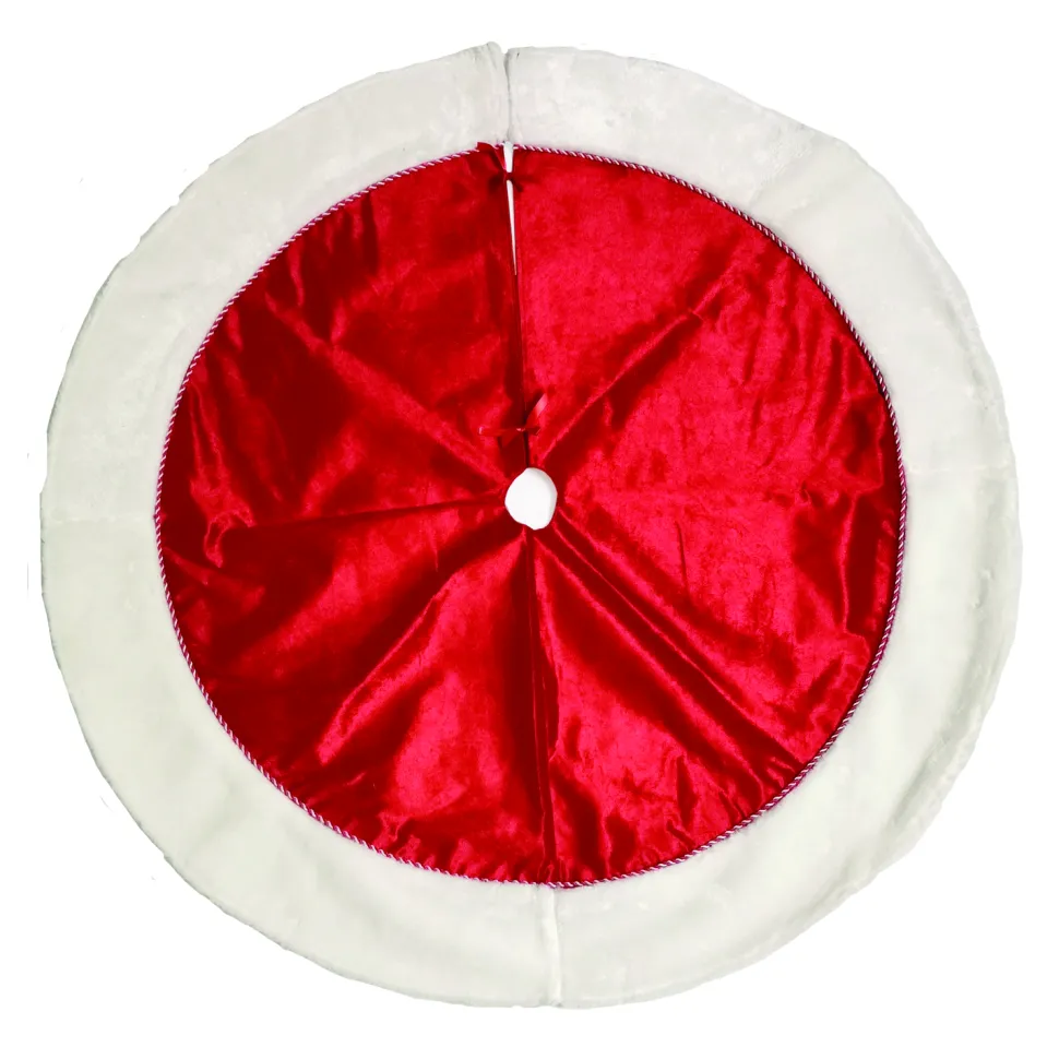 TREE SKIRT 46″ RED VELVET W/ FAUX FUR BORDER