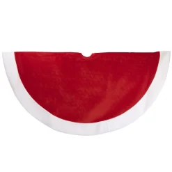TREE SKIRT 48″ RED VELVET W/FLEECE BORDER