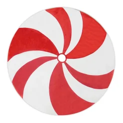 TREE SKIRT 48″ RED/WHITE VELVET & FLEECE, CANDY SWIRL DESIGN