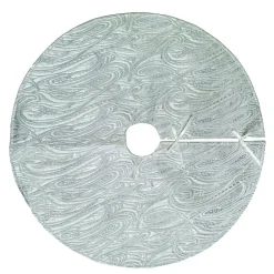 TREE SKIRT 46″ SILVER/ WHITE 46″ W/ WAVE DESIGN