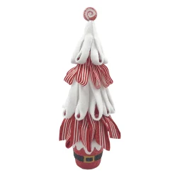 TREE TABLE DECOR 17″ RED/WHITE CANDY CANE W/ SWIRL TOP