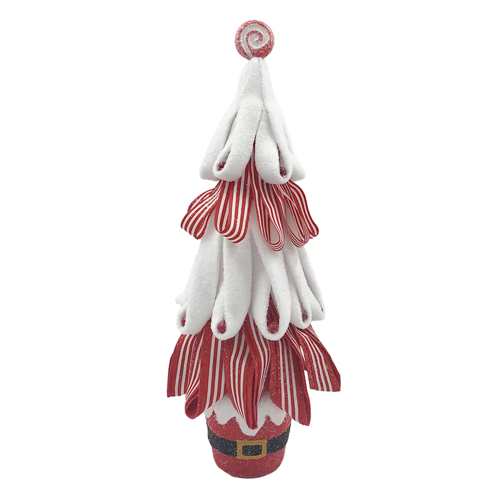 TREE TABLE DECOR 17″ RED/WHITE CANDY CANE W/ SWIRL TOP