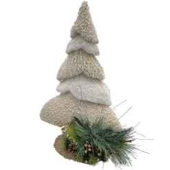 TREE TABLE DECOR SHERPA BEIGE 17.5″x27″ W/ PINECONES & NEEDLE PINE