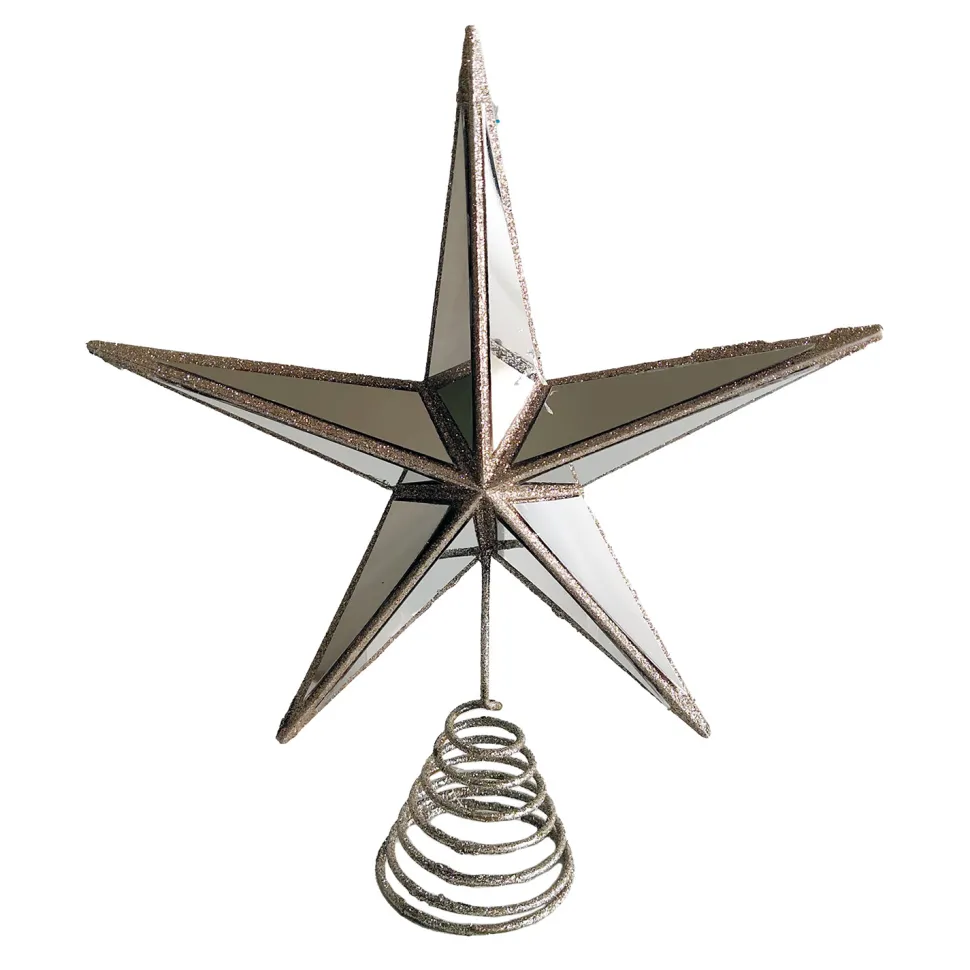 TREE TOP STAR 11″ MIRROR CHAMPAGNE GOLD W/ GLITTER