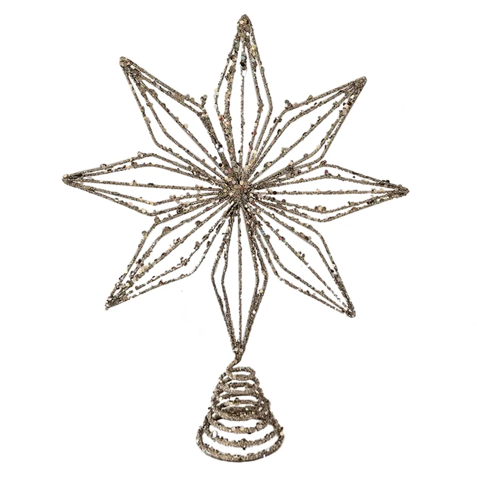 TREE TOP STAR GOLD GLITTER 10”