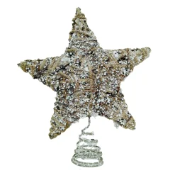 TREE TOP STAR NATURAL ROPE 12″ W/ SNOW FROSTING