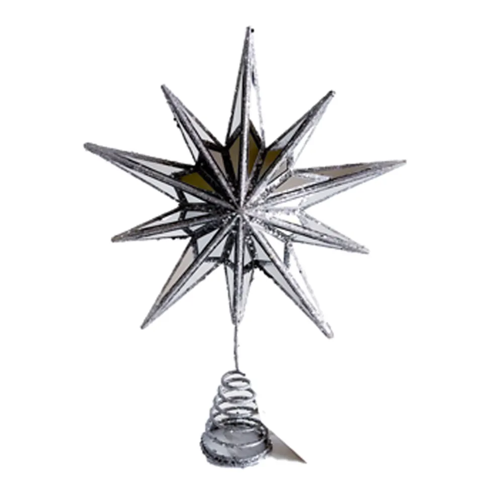 TREE TOP STAR SILVER 12″ HALF CONVEX MIRROR WITH GLITTER