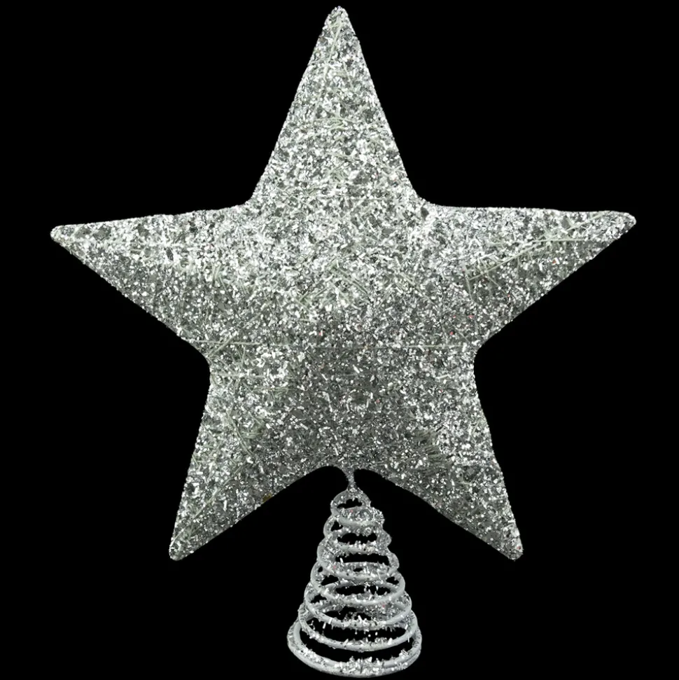 TREE TOP STAR SILVER GLITTER 12″