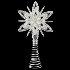 TREE TOP STAR SILVER GLITTER 7.5″ W/ BRIGHT SILVER GLITTER 3D