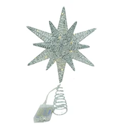TREE TOP STAR SILVER GLITTER 10″x14″ 3D W/ LED LIGHTS B/O
