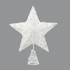 TREE TOP STAR WHITE/SILVER GLITTER 10″X 12″