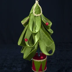 TREE VELVET FABRIC LOOPS SML 16.5″ GRN