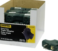 TRIPLE TAP ADAPTER 3 PRONG GREEN 25PCS HD ALL RUBBER