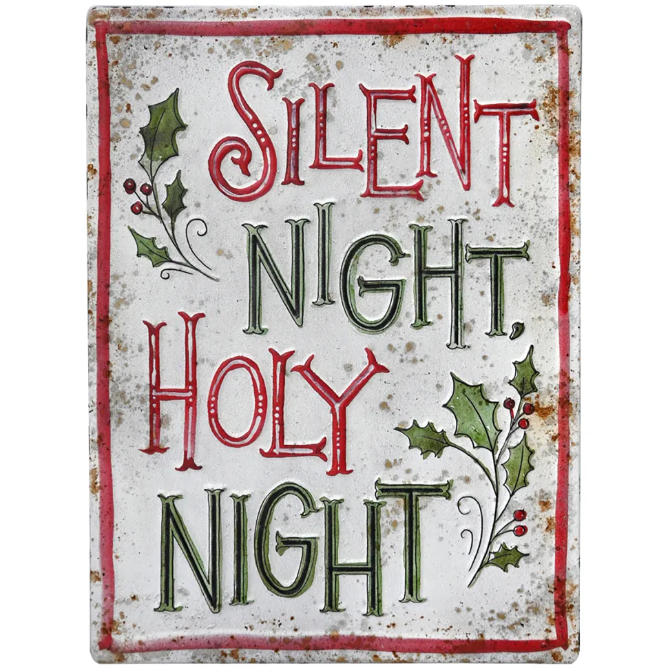 WALL DECOR METAL 10″X14″ RUSTIC/VINTAGE “SILENT NIGHT”