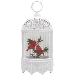 WATER GLOBE CARDINALS 12″ W/ GLITTER SPINNER, LED LIGHT, B/O