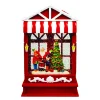 WATER GLOBE HOUSE SCENE AUTO SPINNER WITH SANTA & TREE IN SWIRL GLITTER LED 10″