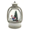 WATER GLOBE ICE SKATING SNOWMAN 5″ W/ GLITTER, LED, B/O