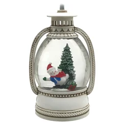 WATER GLOBE ICE SKATING SNOWMAN 5″ W/ GLITTER, LED, B/O
