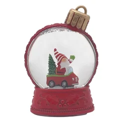 WATER GLOBE SANTA ON A TRUCK 5.5″ W/ GLITTER, LED, B/O