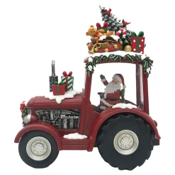 WATER GLOBE SANTA ON A TRUCK 8.25″X10″ W/ GLITTER SPINNER, LED LIGHT, B/O