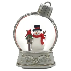 WATER GLOBE SNOWMAN & CARDINAL 5.5″ W/ GLITTER, LED, B/O
