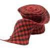 WIRED CRINKLE RIBBON 4.7″ X 5YDS RED/ BLACK PLAID PLAID