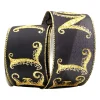 WIRED RIBBON 2.5″x10 YDS. BLACK W/ GOLD “NOEL”