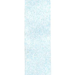 WIRED RIBBON 2.5″X10 YDS BLUE W/ WHITE ICE GLTR