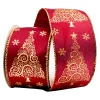 WIRED RIBBON 2.5″x10 YDS. BURGUNDY W/ SWIRLY/CURLY TREES